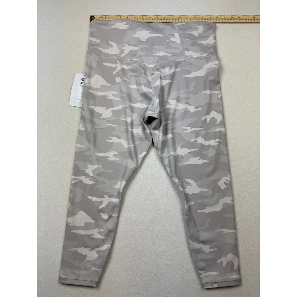 Athleta Elation 7/8 Tights 1X Gray Camo High Rise Leggings NWT 25